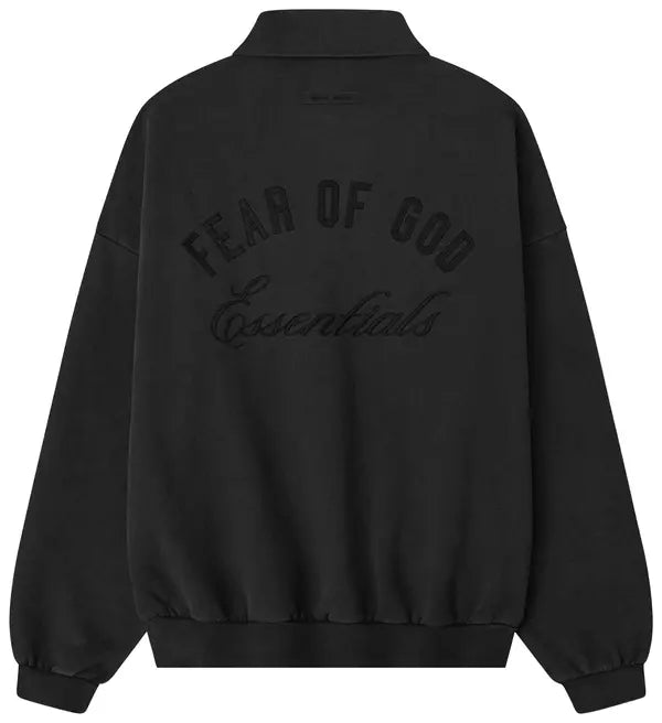 Fear of God Essentials Embroidered Classic Polo Sweatshirt 'Vintage Black'