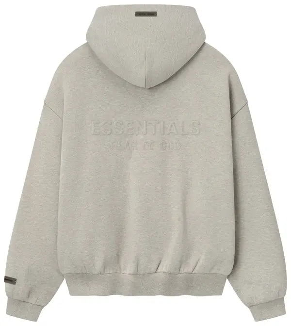 Fear of God Essentials Embossed 90s Fit Fleece Zip-Up Hoodie 'Warm Heather'