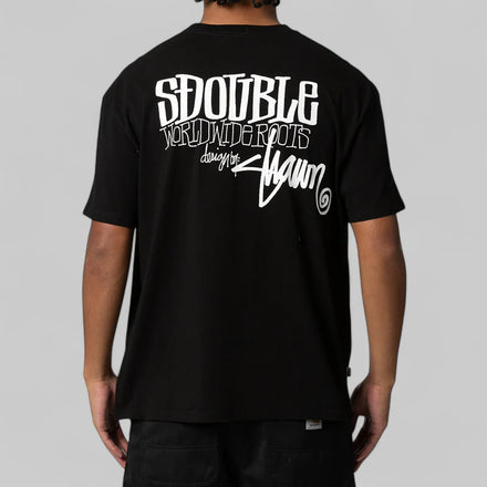 S/Double World Wide Roots T-Shirt - Black