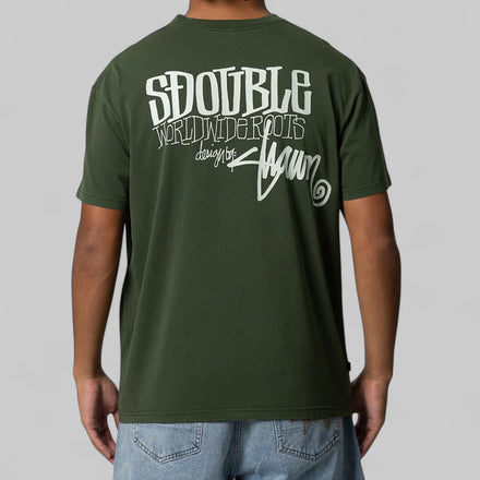 S/Double World Wide Roots T-Shirt - Washed Forest