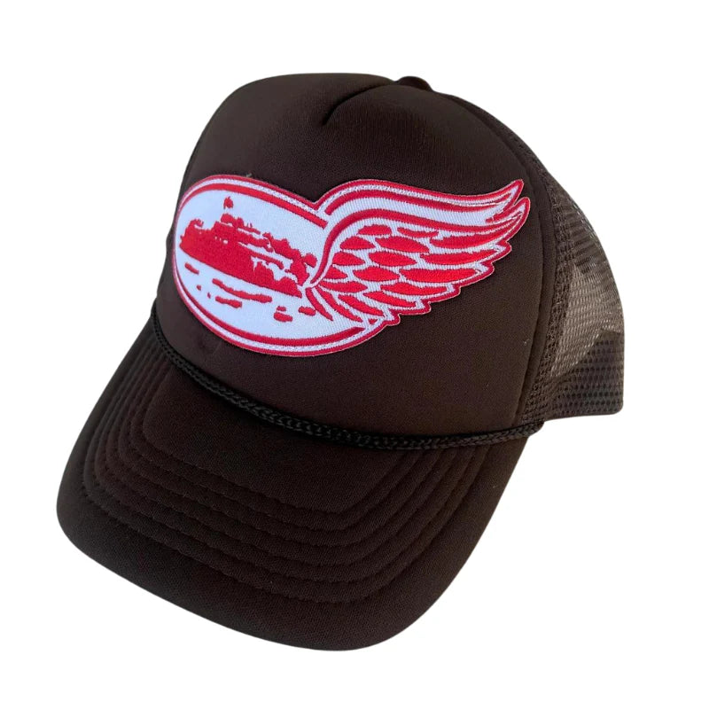 Corteiz Brown Alcatraz Wing Trucker Hat - Hypepieces