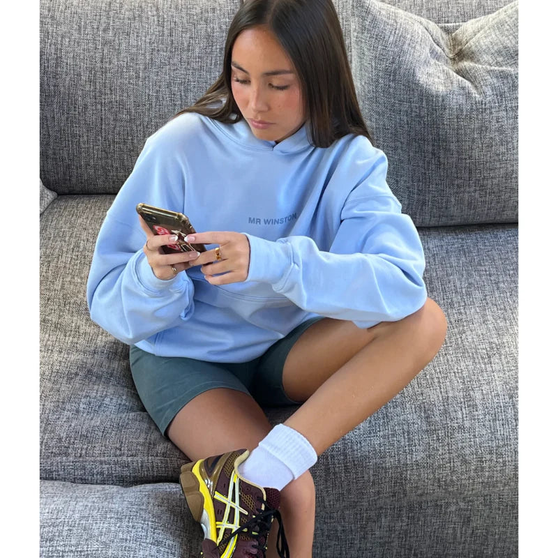 Mr Winston Puff Hoodie Powder Blue - Hypepieces