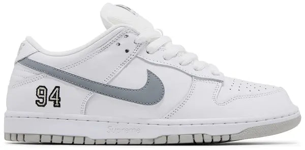 Supreme x Nike Dunk Low SB 'White Metallic Silver'