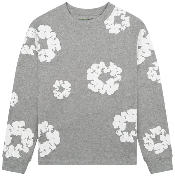 Denim Tears Long-Sleeve Wreath Tee 'Grey' - Hypepieces