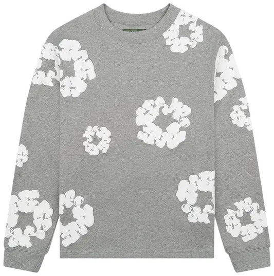 Denim Tears Long-Sleeve Wreath Tee 'Grey' - Hypepieces