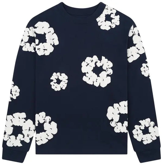 Denim Tears Long-Sleeve Wreath Tee 'Navy' - Hypepieces