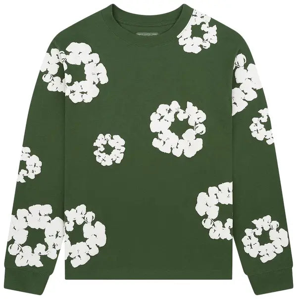 Denim Tears Long-Sleeve Wreath Tee 'Green' - Hypepieces