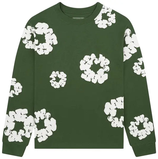 Denim Tears Long-Sleeve Wreath Tee 'Green' - Hypepieces