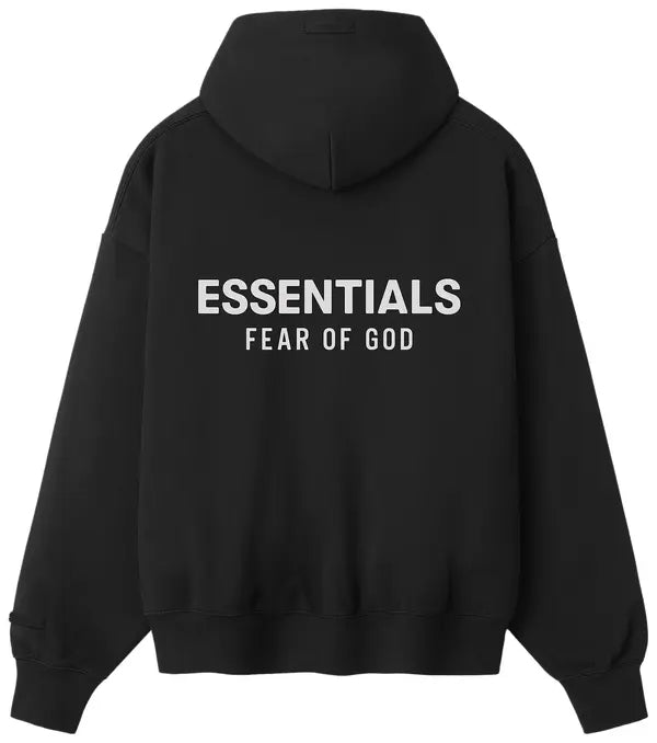 Fear of God Essentials Classic Zip-Up Hoodie 'Vintage Black/White'