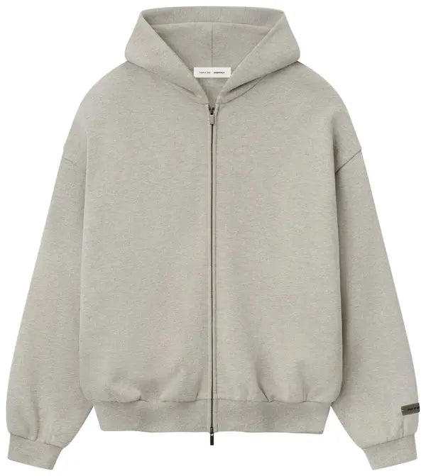 Fear of God Essentials Embossed 90s Fit Fleece Zip-Up Hoodie 'Warm Heather'