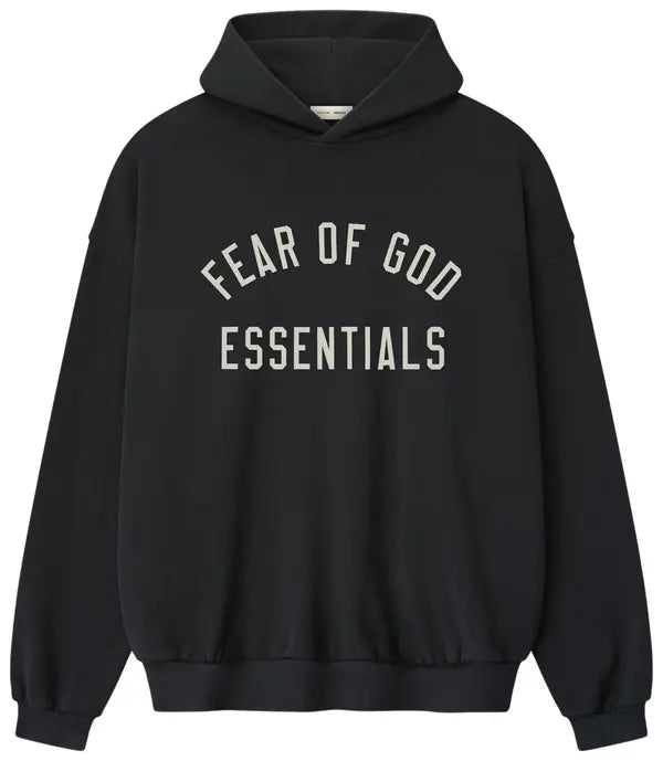 Fear of God Essentials Varsity 90s Fit Hoodie 'Vintage Black' - Hypepieces