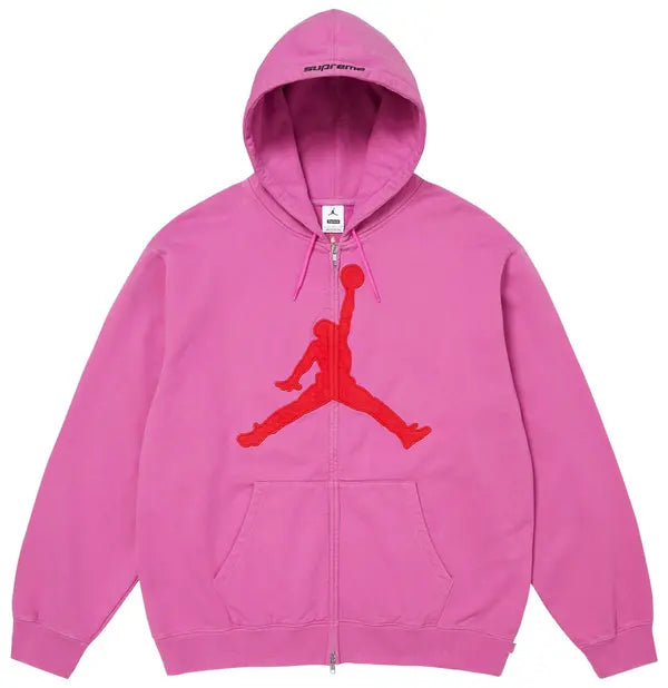Supreme x Jordan Zip Up Hooded Sweatshirt 'Pink'