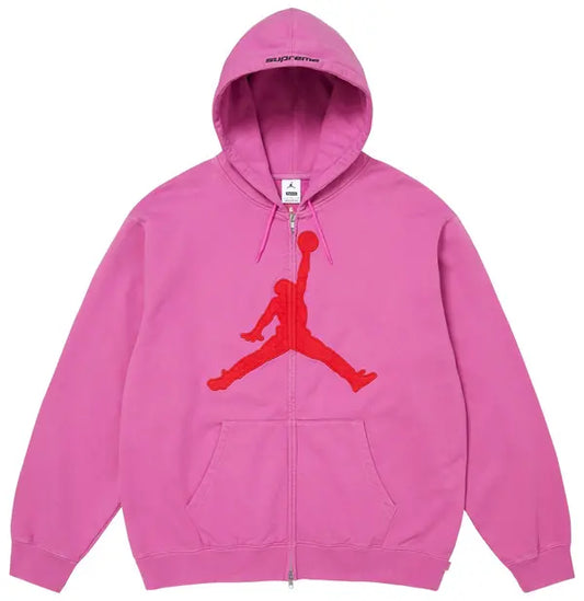 Supreme x Jordan Zip Up Hooded Sweatshirt 'Pink'
