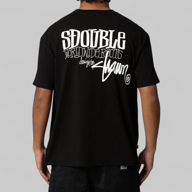 S/Double  World Wide Roots T-Shirt - Black