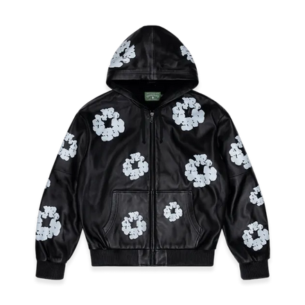 Denim Tears Leather Wreath Zip-up Hoodie Black