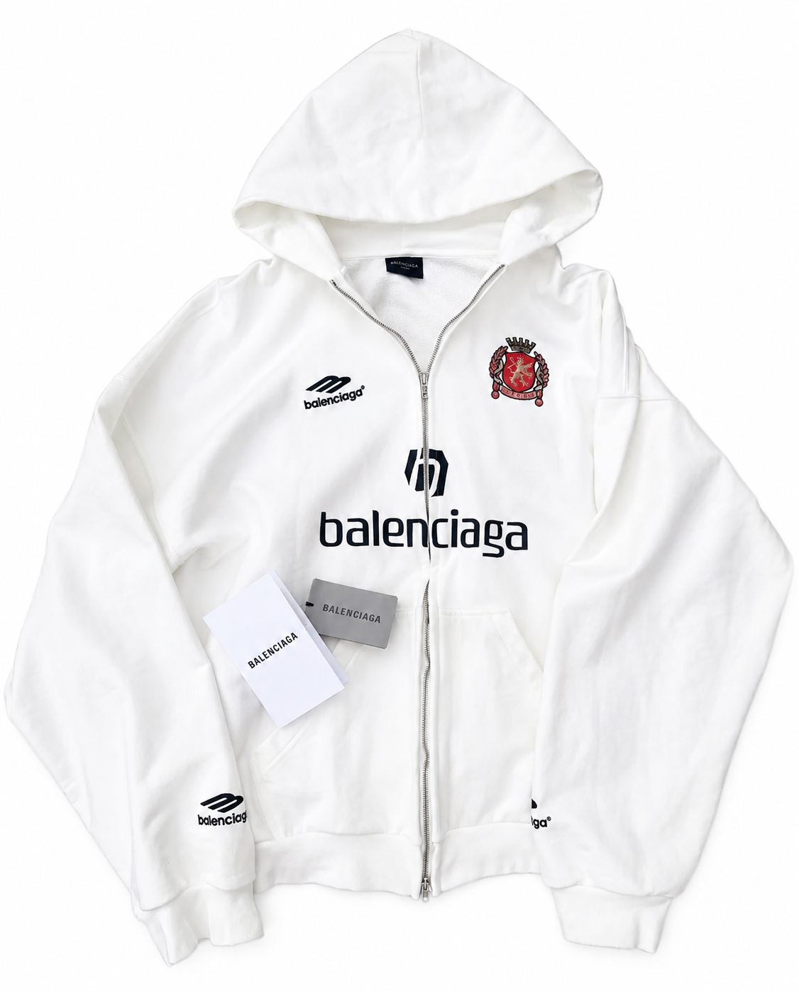 Balenciaga Paris Football Zip Up Hoodie 'White'