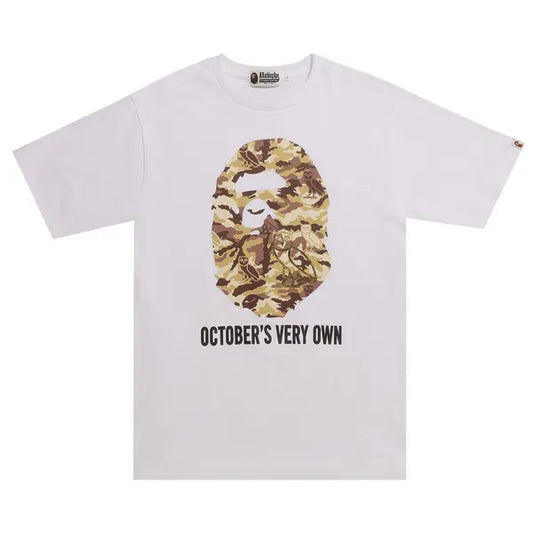 BAPE x OVO Woodland Camo Ape Head Tee 'White'