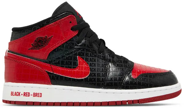 Air Jordan 1 Mid 'Black + Red = Bred'