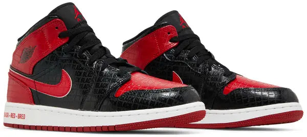 Air Jordan 1 Mid 'Black + Red = Bred'