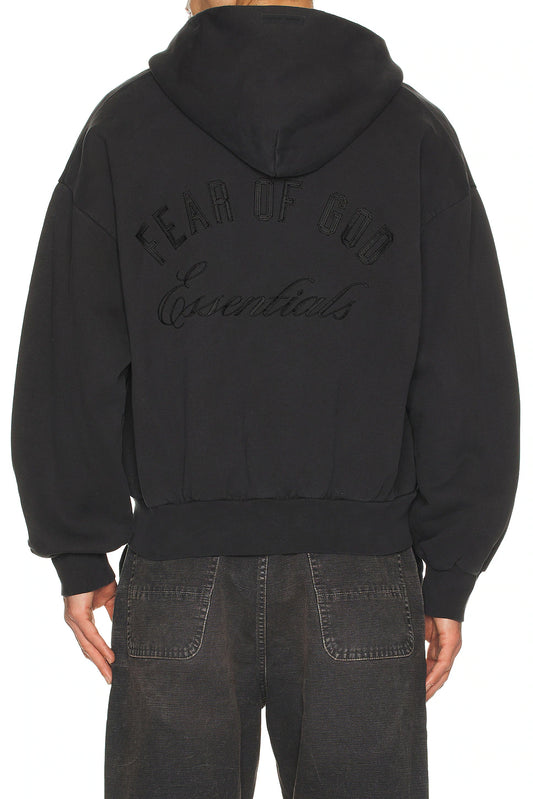 Fear of God Essentials Classic Full Zip Hoodie 'Vintage Black' - Hypepieces