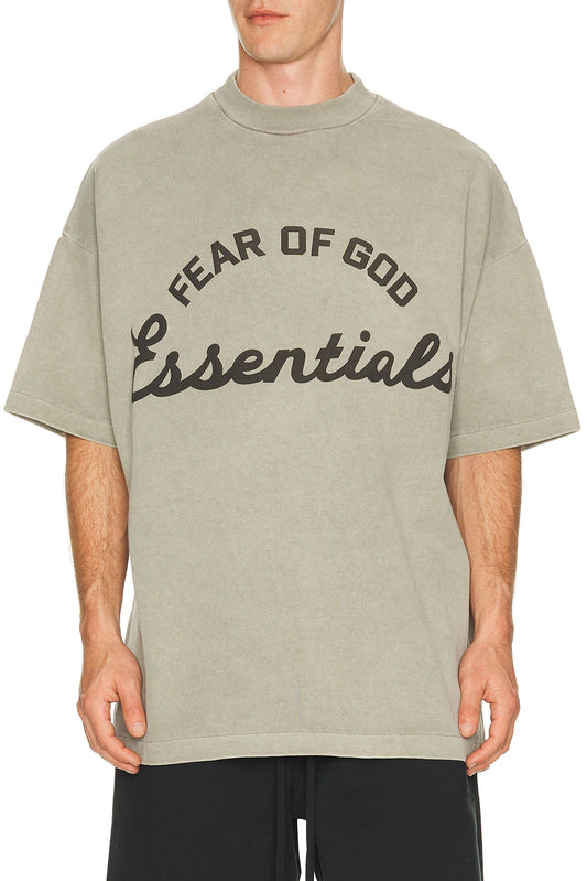 Fear Of God Essentials 90s Script Tee 'Smoke Grey' - Hypepieces