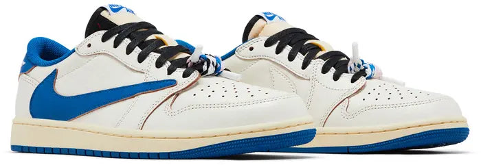 Fragment x Travis Scott x Air Jordan 1 Retro Low OG  'Sail Military Blue' - Hypepieces