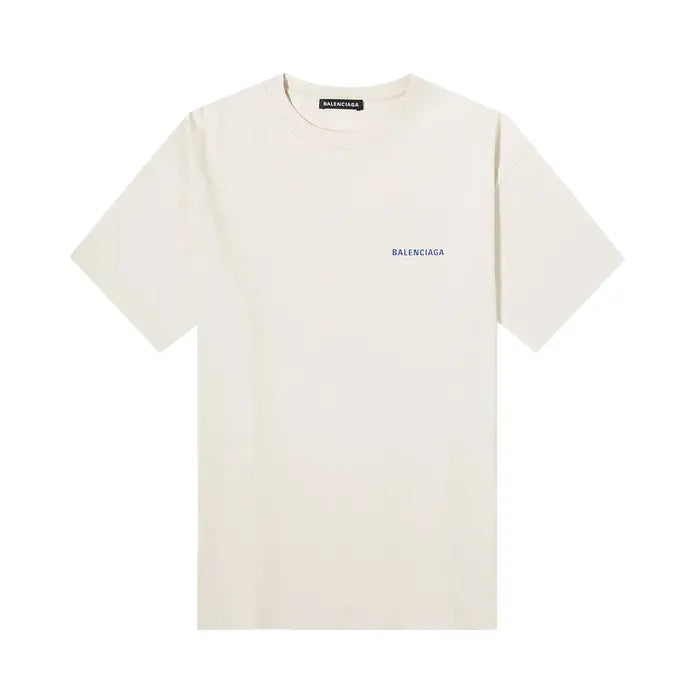 Balenciaga Badge Logo Tee 'Chalky White/Blue' - Hypepieces