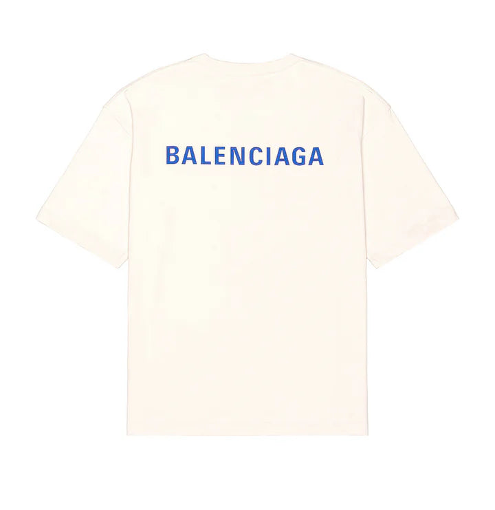 Balenciaga Badge Logo Tee 'Chalky White/Blue' - Hypepieces