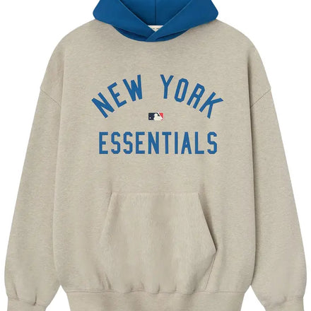Fear of God Essentials Mets Sport Hoodie 'Heather Stone/Blue Sapphire'