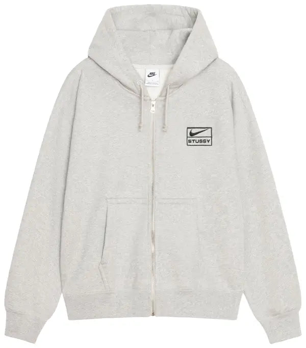 Stussy x Nike Fleece Zip Hoodie 'Grey Heather' - Hypepieces