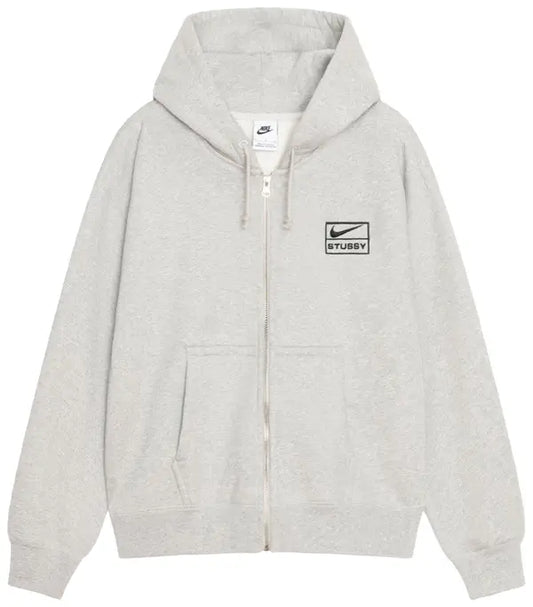 Stussy x Nike Fleece Zip Hoodie 'Grey Heather' - Hypepieces