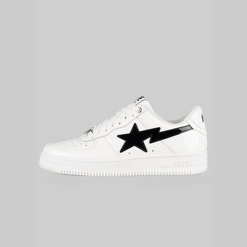 Bathing Ape Bapesta White Black Patent