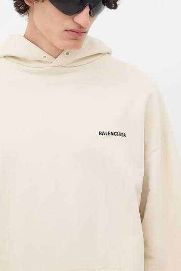 Balenciaga Embroidered Logo Hoodie 'Cream'
