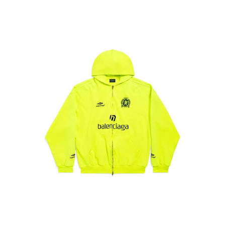 Balenciaga Paris Football Zip Up Hoodie 'Neon Green' - Hypepieces