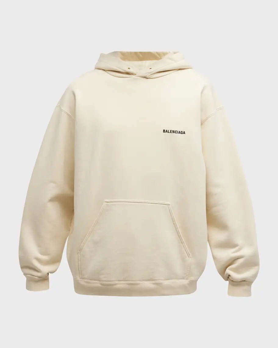 Balenciaga Embroidered Logo Hoodie 'Cream'