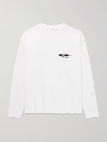 Essentials White/Black Long Sleeve Tee