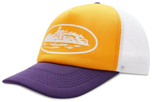 Corteiz Alcatraz Trucker Hat 'Yellow/Purple' - Hypepieces