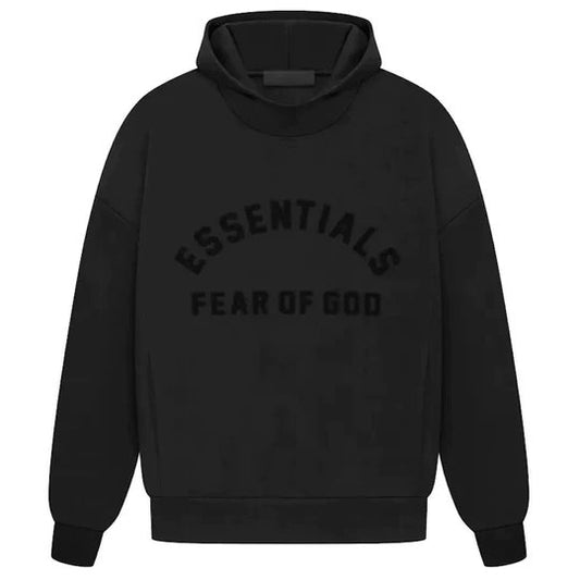 Fear Of God Essentials Jet Black Hoodie - Hypepieces